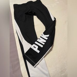 2 pair available - black and white PINK leggings, size M